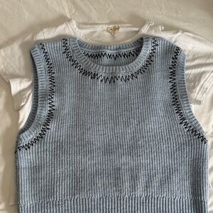 Pilcro Twofer Zig-Zag Sweater Vest with White Crewneck tee